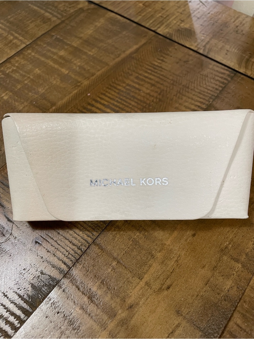 Michael Kors Ivory Eyewear Case with Silver Logo